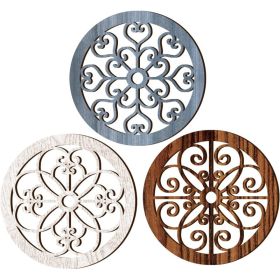 Rustic Wooden Wall Decor 3 Units, Thick Vintage Style Hanging Decorations For Living Room, Bedroom, Entryway And Home