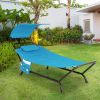 Blue Polyester Chaise Lounge Chair Hammock with Canopy and Storage Bag