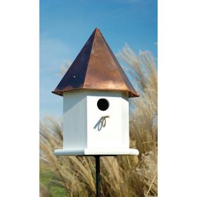 White Hexagonal Birdhouse with Copper Roof - Made in the USA
