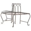 Outdoor Patio Garden Rustic Bronze Brown Wrought Iron Half-Circle Tree Bench