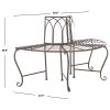 Outdoor Patio Garden Rustic Bronze Brown Wrought Iron Half-Circle Tree Bench