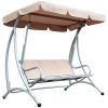 Outdoor Swing Chair Bench with Stand and Adjustable Canopy Porch Swing for Patio Garden