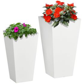 Outdoor Planter Set 2-Pack MgO Flower Pots White Drainage for Garden Patio Yard Elegance