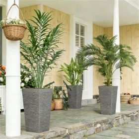 A set of 3 outdoor flower pots, conical flower pots, gray, very suitable for deep rooted plants or small trees
