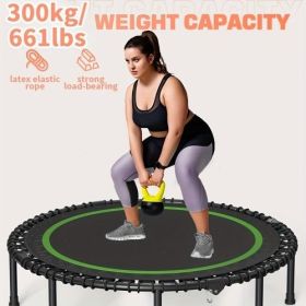 (DS-1039-Green)661 lbs Fitness Trampoline Get in Shape At Home or In The Garden with Our 40 inch Mini Exercise Trampoline - Stable and Fun ASTM F