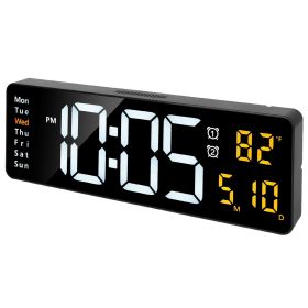 LED Wall Clock with Remote Control - 15.7in, 10 Brightness Levels, 3 Alarms, Countdown, Calendar