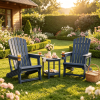 High-Back Adirondack Chair with Cup Holder HDPE Wood-Like Texture for Garden Outdoor Comfortable Seating with Classic Design-There is only one chair
