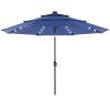 10ft 3-Tier Solar LED Patio Umbrella with Tilt Adjustment and UV-Resistant Polyester Fabric, Outdoor Market Umbrella, Navy Blue