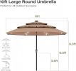 10ft Patio Umbrella, LED Lighted Patio Umbrella Outdoor Table Pool Sun Shade Canopy 3 Tier Outdoor Market Table Umbrellas With 8 Fiberglass Ribs And P