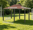 10' X 13' Outdoor Patio Gazebo with Curtains Vented Roof Steel Frame Garden Lawn Backyard Canopy Shelter for Deck