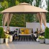Patio Gazebo 10'x10', Outdoor Duty Party Tent Shelter With Double Roofs, Oxford Fabric Mosquito Nettings And Privacy Screens For Backyard, Garden, Law