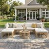 GO 7 Pieces Outdoor Patio Furniture, All-Weather Rattan Sectional Sofa Set with Thick Cushions and Pillows, Freely Combined Conversation Sets for Gard