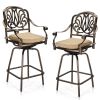Outdoor Swivel Bar Stools Set of 2, Cast Aluminum Patio Bar Height Chairs, All-Weather Bar Dining Chairs Outdoor Swivel Chairs Furniture (Elizabethan