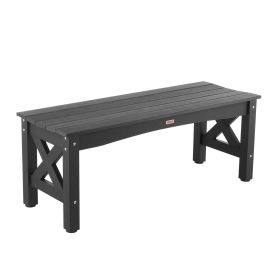 Outdoor Bench, 44.5 inch, 600 lbs Weight Capacity, Weatherproof Plastic Frame with Adjustable Level Footpads and Thick Leg, Outside Bench for Pat