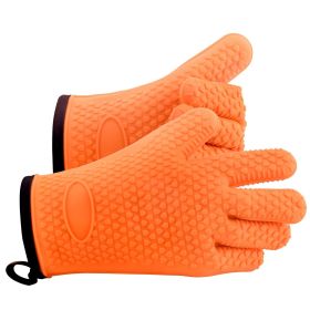 Silicone Smoker Oven Gloves, Non-Slip Heat Resident BBQ Grill Gloves with Fingers, Waterproof & Hangable Design, Easy to Clean & Store, for Grill