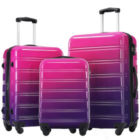 Hardshell Luggage Sets 3 Piece Gradient Color Expandable Suitcase with Spinner Wheels and TSA Lock Lightweight 20" 24" 28" Available,Purple and P