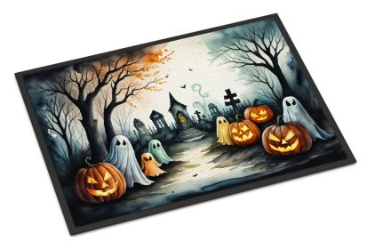 NEW Ghosts Spooky Halloween Doormat Front Door Mat Indoor Outdoor Rugs for Entryway, Non Slip Washable Low Pile, 18H X 27W