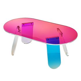 Acrylic Coffee Table, Iridescent Acrylic End Table, 13.8 inch high Colorful Acrylic Side Table, for Coffee, Drink, Food, Snack used in Living Roo