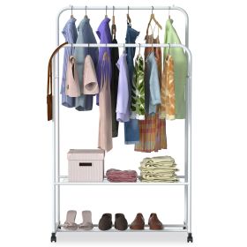 Garment Hanging Rack Clothing Hanging Rail Pillow Shoe Display Organizer Stand Rolling Wheel Clothes Organizer