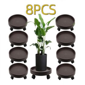 8 Pack Plant Caddy with Wheels Heavy Duty 13 Inch Plant Dolly with Locking Casters Rolling Plant Stand for Indoor Outdoor, Brown