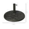 Round Bronze Resin 22" 42 lbs Umbrella Base, Decorative Pattern, Fits Φ1.5", Φ1.89" Poles - Sturdy Parasol Stand for Garden