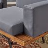 Outdoor Acacia Wood 2 Seater Sofa with Metal Legs for Garden Patio