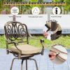 Outdoor Swivel Bar Stools Set of 2, Cast Aluminum Patio Bar Height Chairs, All-Weather Bar Dining Chairs Outdoor Swivel Chairs Furniture (Elizabethan
