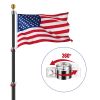 20-Ft Telescoping Flag Pole Black with Ladder Mount Holder