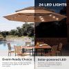 10ft Patio Umbrella, LED Lighted Patio Umbrella Outdoor Table Pool Sun Shade Canopy 3 Tier Outdoor Market Table Umbrellas With 8 Fiberglass Ribs And P