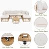 GO 7 Pieces Outdoor Patio Furniture, All-Weather Rattan Sectional Sofa Set with Thick Cushions and Pillows, Freely Combined Conversation Sets for Gard