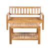 2-Piece Outdoor Teak Acacia Wood Conversation Set - Loveseat & Coffee Table with Beige Water-Resistant Cushions for Patio, Deck & Backyard