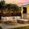 GO 7 Pieces Outdoor Patio Furniture, All-Weather Rattan Sectional Sofa Set with Thick Cushions and Pillows, Freely Combined Conversation Sets for Gard