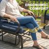 Patio Glider, Outdoor Glider Chair with Cushions, Steel Frame, Curved Armrests, Dark Blue