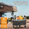 Heavy Duty Foldable Utility Wagon Cart 220 lbs Capacity Portable Collapsible Outdoor Beach Garden Trolley with 360° All Terrain Wheels Side Pockets fo