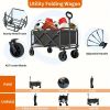 Heavy Duty Foldable Utility Wagon Cart 220 lbs Capacity Portable Collapsible Outdoor Beach Garden Trolley with 360° All Terrain Wheels Side Pockets fo
