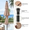 10ft Patio Umbrella, LED Lighted Patio Umbrella Outdoor Table Pool Sun Shade Canopy 3 Tier Outdoor Market Table Umbrellas With 8 Fiberglass Ribs And P