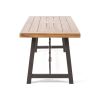 Outdoor Acacia Wood Metal Base Dining Table, Teak