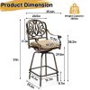 Outdoor Swivel Bar Stools Set of 2, Cast Aluminum Patio Bar Height Chairs, All-Weather Bar Dining Chairs Outdoor Swivel Chairs Furniture (Elizabethan