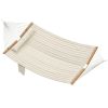 Double Quilted Polyester Hammock with Beechwood Spreader Bar and Detachable Pillow for Outdoor Garden Patio