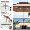 10ft Patio Umbrella, LED Lighted Patio Umbrella Outdoor Table Pool Sun Shade Canopy 3 Tier Outdoor Market Table Umbrellas With 8 Fiberglass Ribs And P
