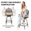 Outdoor Swivel Bar Stools Set of 2, Cast Aluminum Patio Bar Height Chairs, All-Weather Bar Dining Chairs Outdoor Swivel Chairs Furniture (Elizabethan