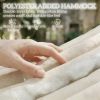 Double Quilted Polyester Hammock with Beechwood Spreader Bar and Detachable Pillow for Outdoor Garden Patio