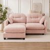 Cloud Sectional L-Shaped Couch With Ottoman,Soft Chenille Fabric,Quilted Pleated Design High-Density Foam,Fits Bedrooms Living Rooms Reading Nooks