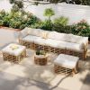 GO 7 Pieces Outdoor Patio Furniture, All-Weather Rattan Sectional Sofa Set with Thick Cushions and Pillows, Freely Combined Conversation Sets for Gard
