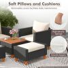 5 Pieces Patio Furniture Set with Loveseat and Armchairs for Porch