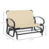 Patio Glider Bench with Padded Cushions and Armrests, Outdoor 2-Person Swing Rocking Chair Loveseat with Sturdy Frame, Beige