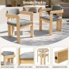 5-Piece Outdoor Acacia Wood Round Dining Set, Solid Wood Patio Table with 4 Barrel Chairs, Cushioned Seats & Backs, Modern Garden Conversation Set, Gr