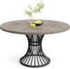 Round Dining Table for 4-6, 47" Farmhouse Circle Kitchen Table
