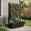 Metal Planter Box with Trellis, 73"x35"x16 Metal Raised Garden Bed with Trellis, Metal Planter Box with Drainage Holes & Lockable Wheels & Privacy Scr