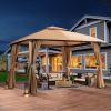 Patio Gazebo 10'x10', Outdoor Duty Party Tent Shelter With Double Roofs, Oxford Fabric Mosquito Nettings And Privacy Screens For Backyard, Garden, Law